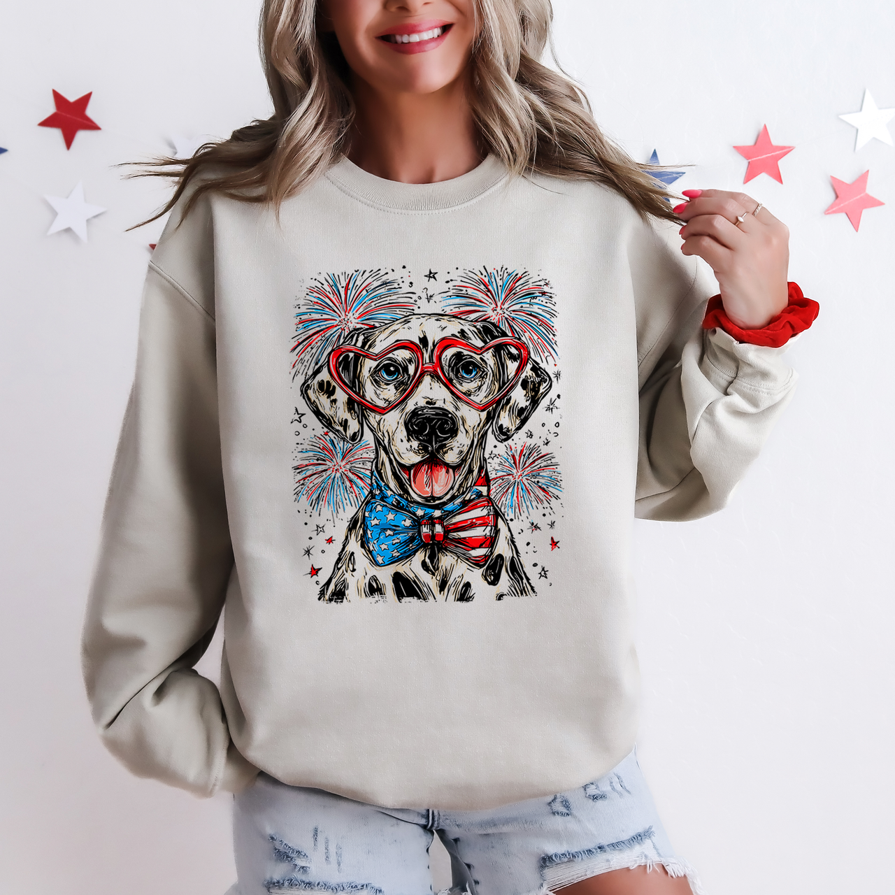 Dalmatian Patriotic Dog USA Celebration For Pet Lovers Fourth Of July Pride Sweatshirt