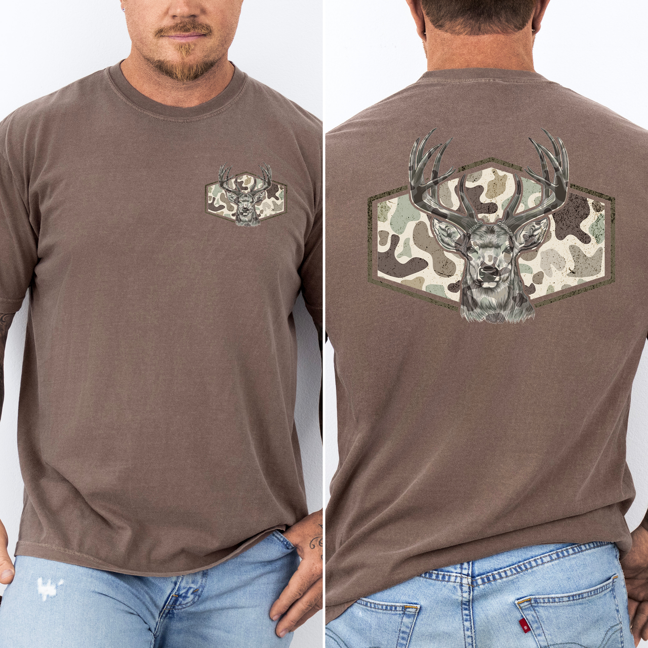 Dad's Camouflage Deer Hunting Outdoorsman Old School Style Trail Boss Comfort Colors Tee
