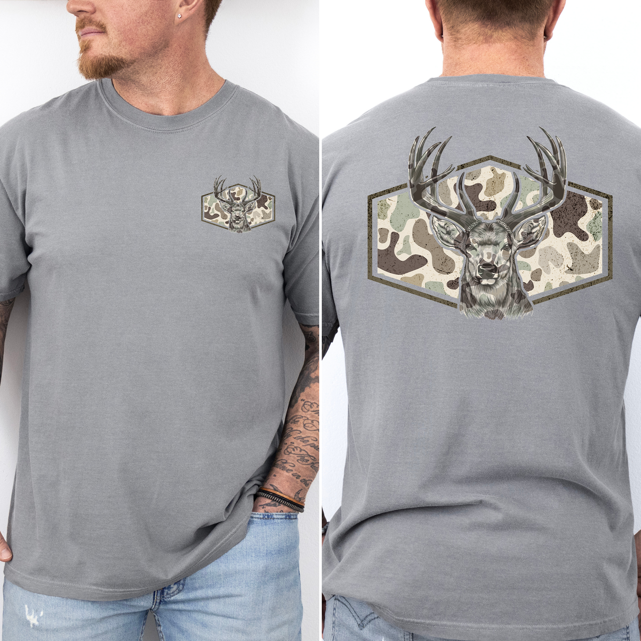 Dad's Camouflage Deer Hunting Outdoorsman Old School Style Trail Boss Comfort Colors Tee