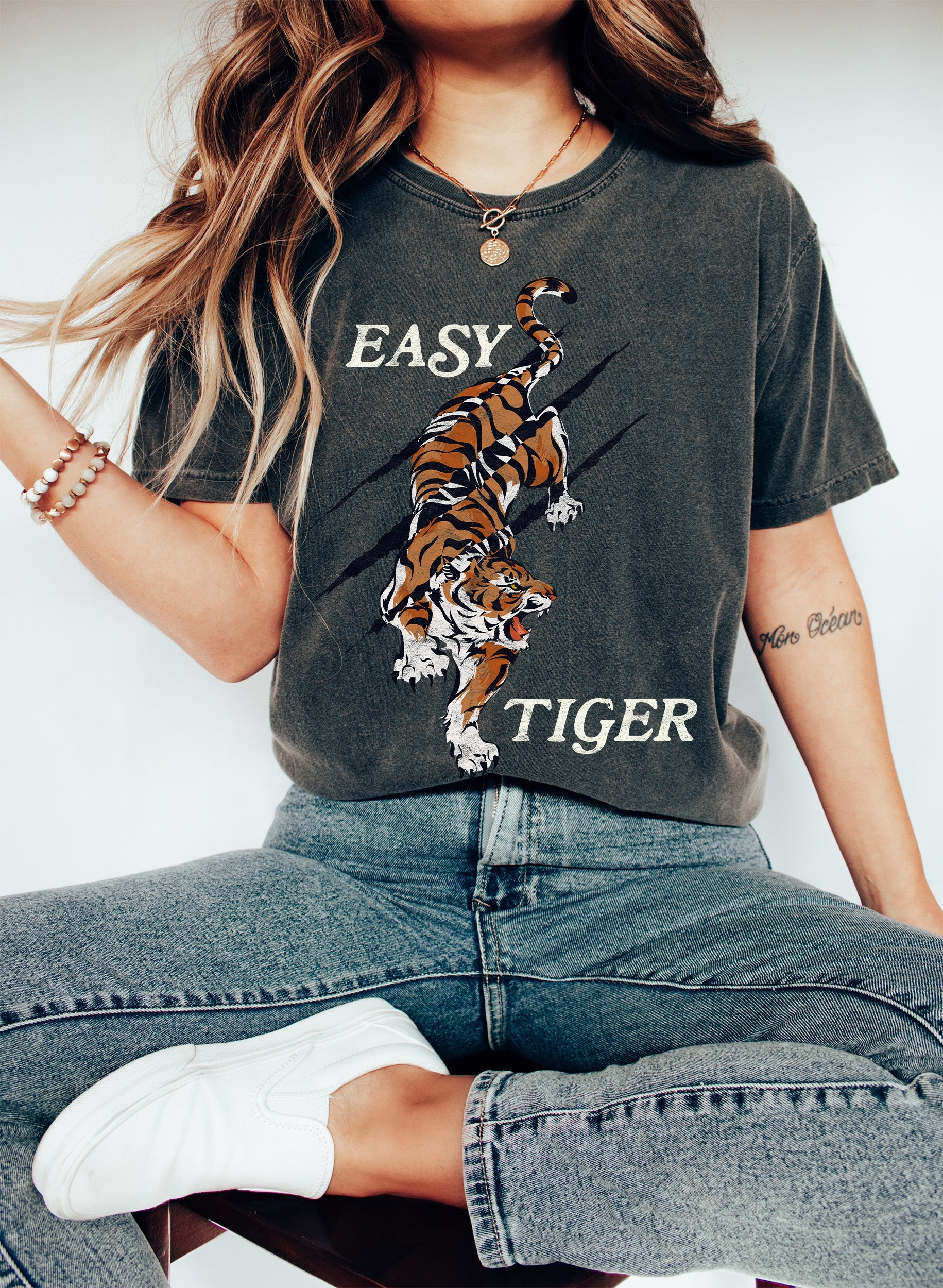 Easy Tiger Sassy Retro Bold Statement Graphic Vintage Typography Modern Streetwear Comfort Colors Tee