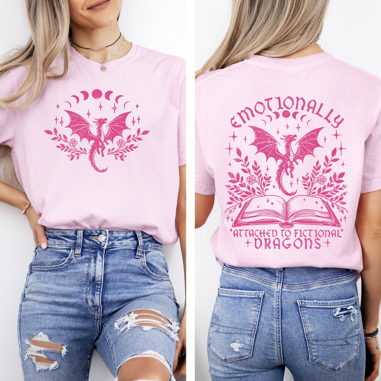 Emotionally Attached To Fictional Dragons Romantasy Booktok Reading Library Books Comfort Colors Tee