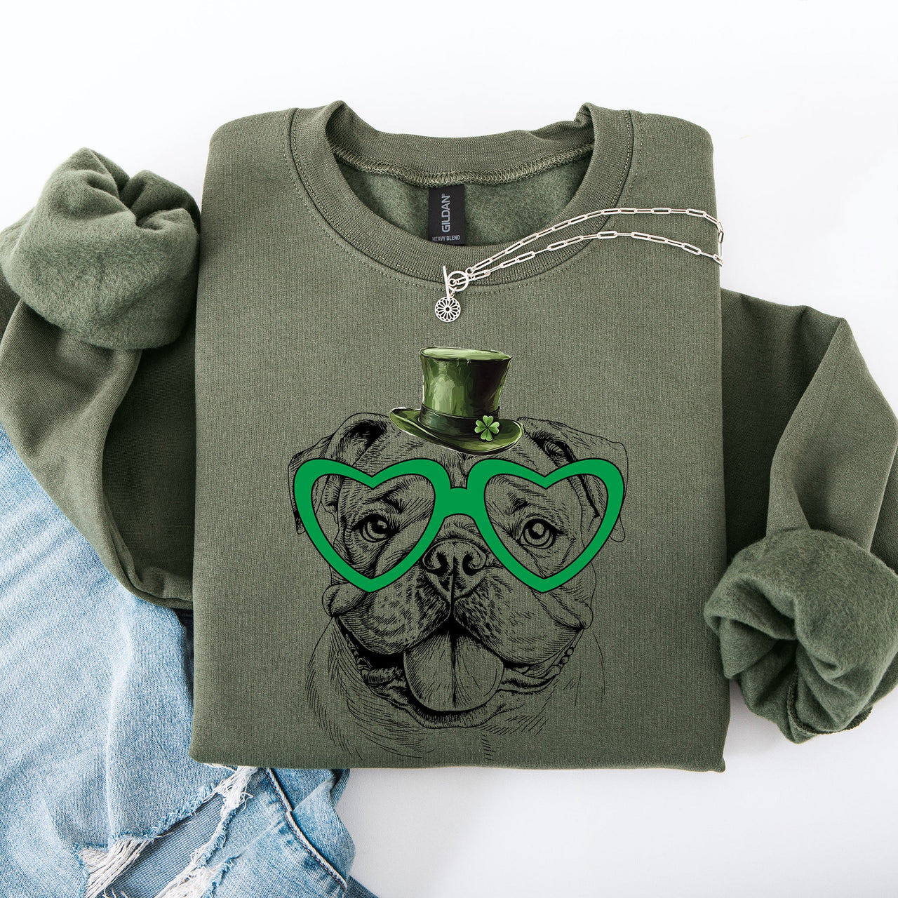 English Bulldog Adorable Dog St Patrick's Day Lucky Irish Pride Cozy Comfort Warmth Sweatshirt