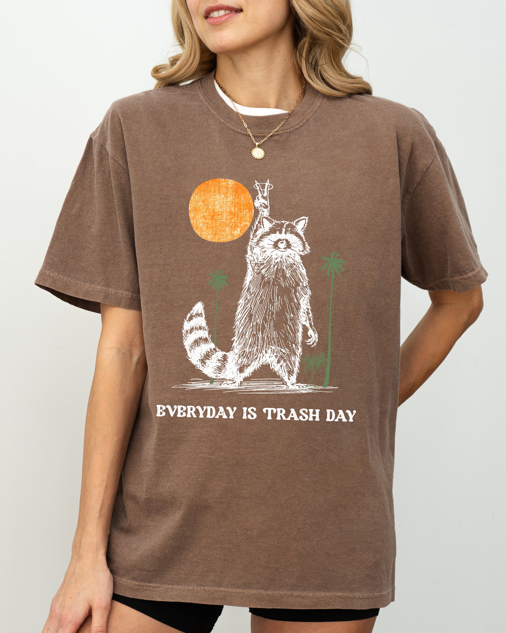 Everyday Is Trash Day Raccoon Meme Vintage Inspired Illustration Comfort Colors Tee