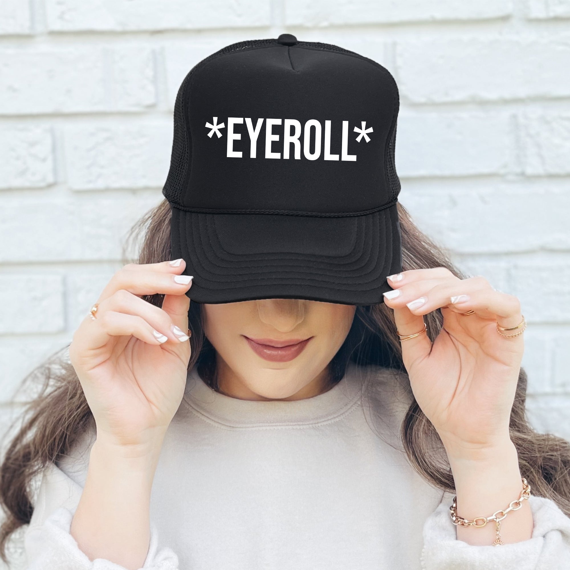 Eyeroll, Sassy, Funny Bold Attitude Statement Classic Urban Streetwear Inspired Vintage Vibe Trucker Hat