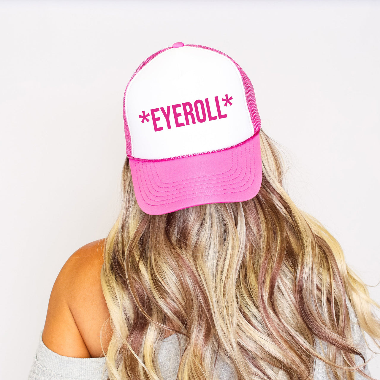 Eyeroll Sassy Funny Bright Pink Official Limited Edition Bold Sarcasm Trucker Hat