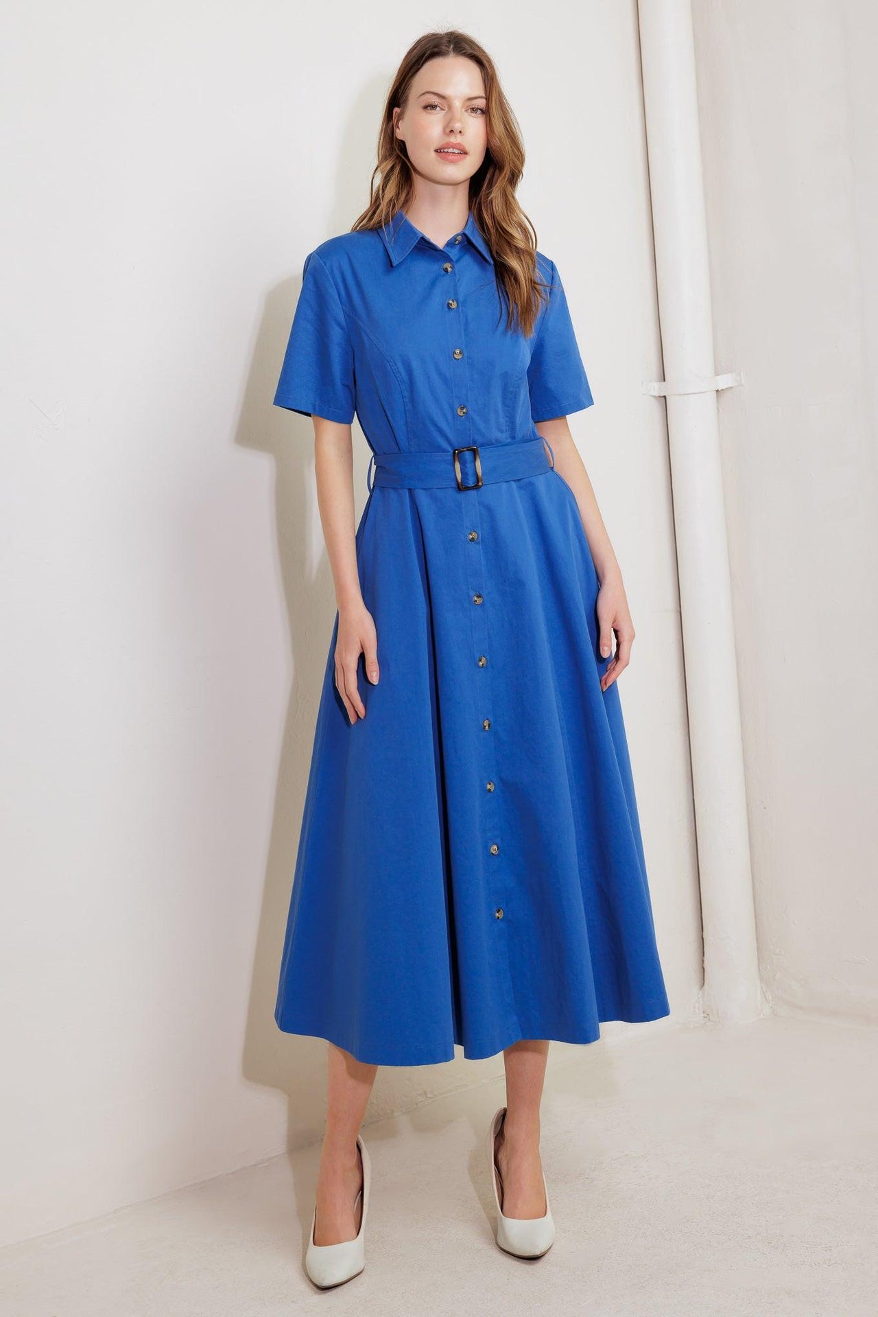 LUCKY ME WOVEN MIDI DRESS