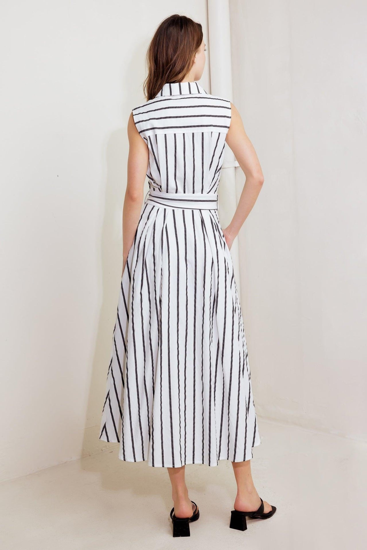 HUGS & VANILLA CLOUDS WOVEN MIDI DRESS