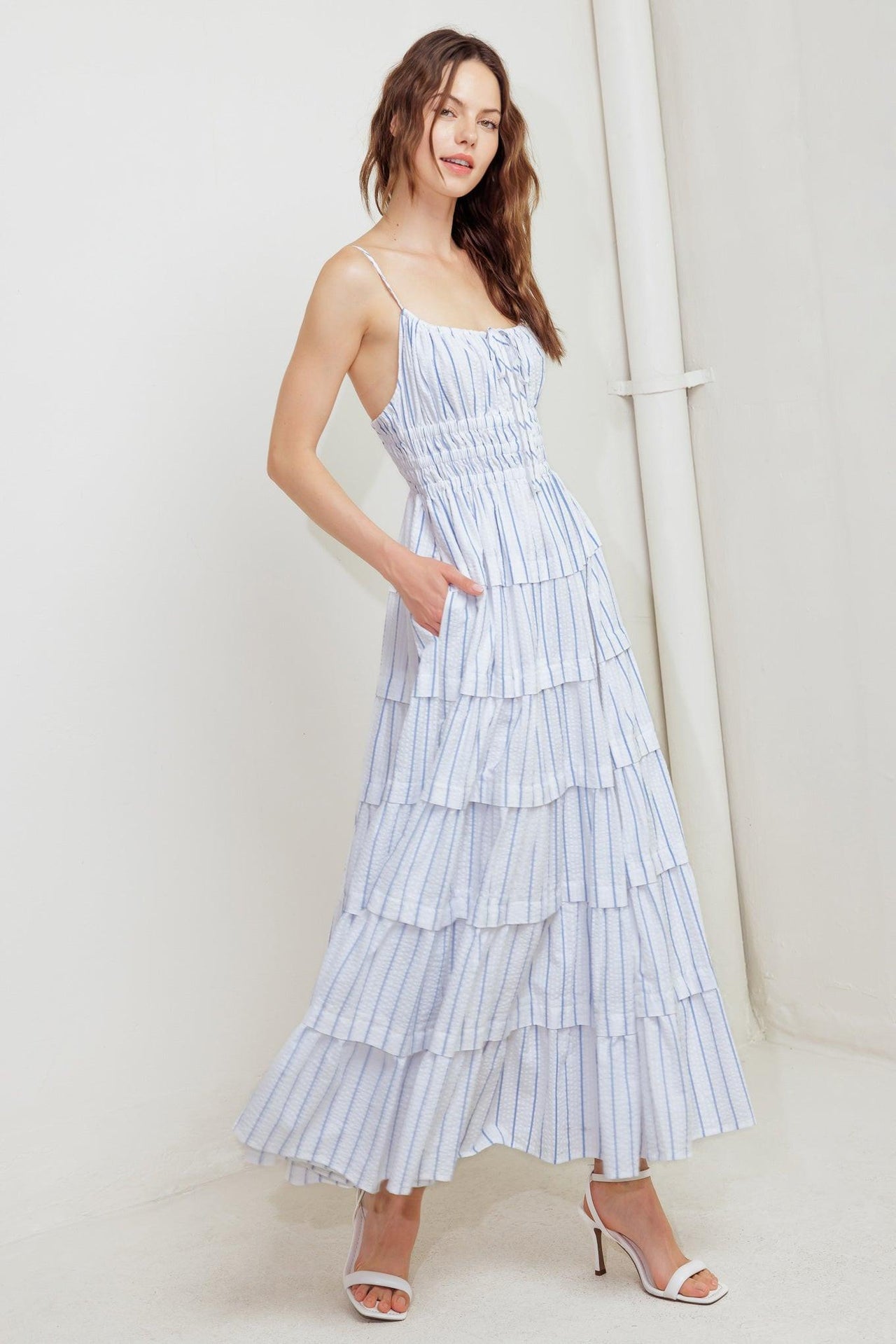 BREEZE NOTE WOVEN MIDI DRESS