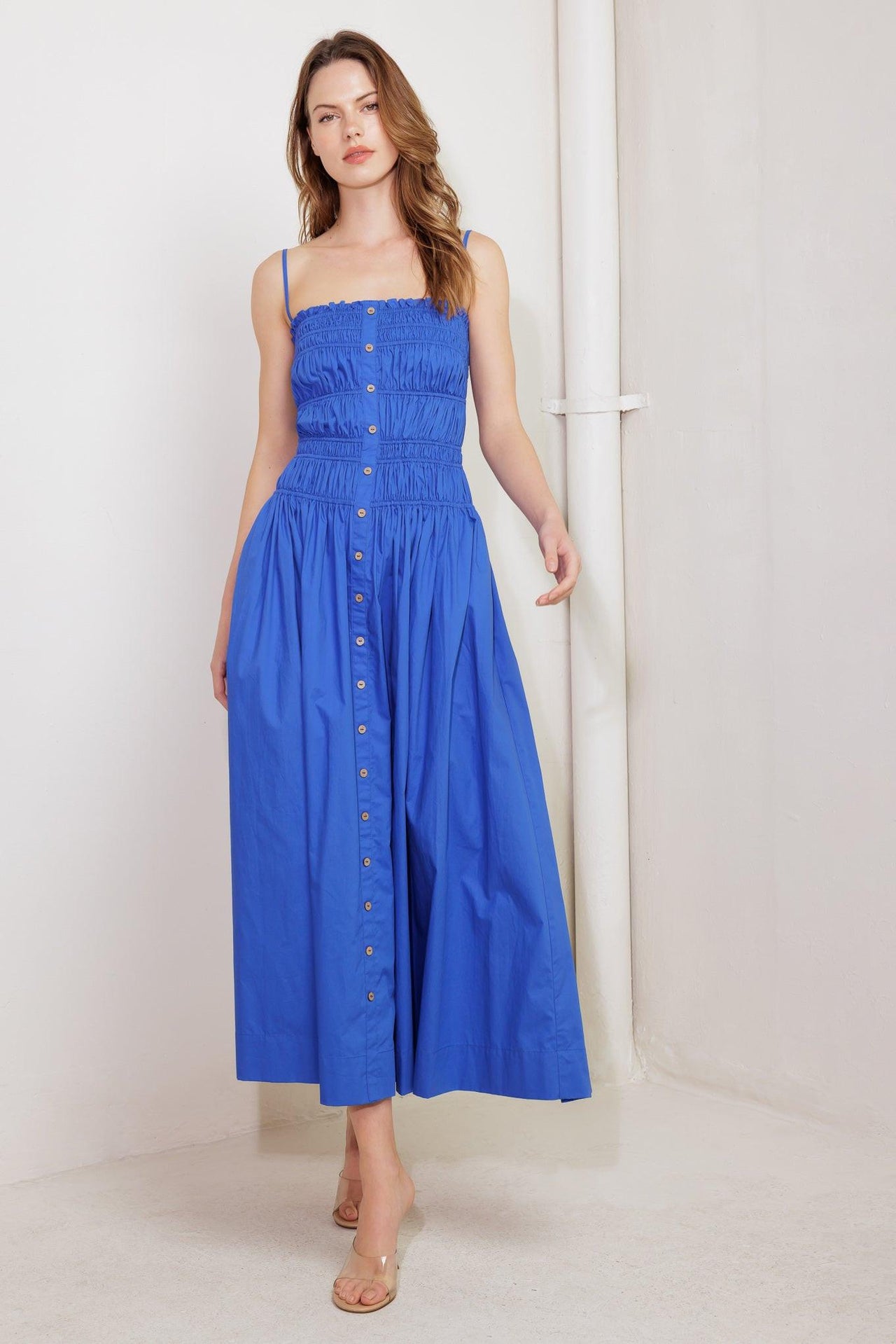MOONLIGHT ON MY WOVEN MIDI DRESS