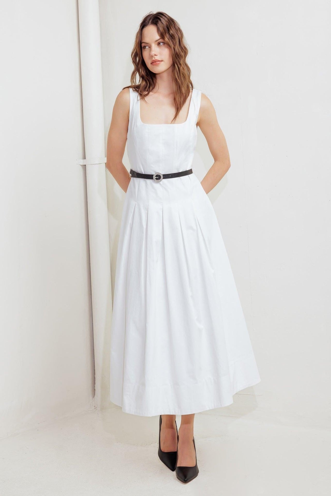 SUNDAY REVERIE WOVEN MIDI DRESS