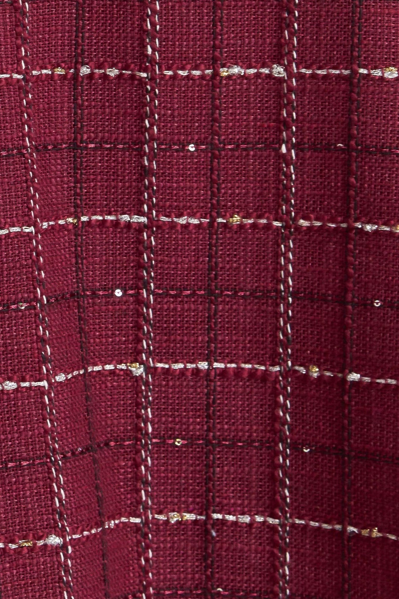 TWEED DOLL WINE WOVEN MINI DRESS