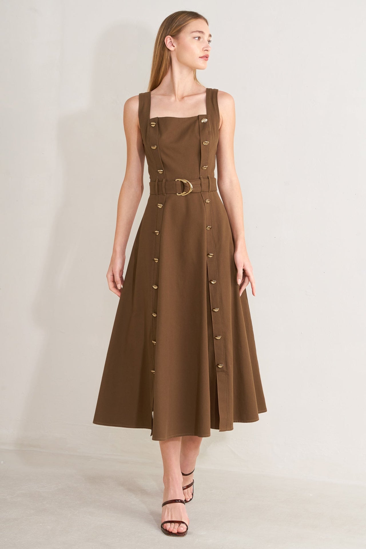 SWEET SIENNA WOVEN MIDI DRESS