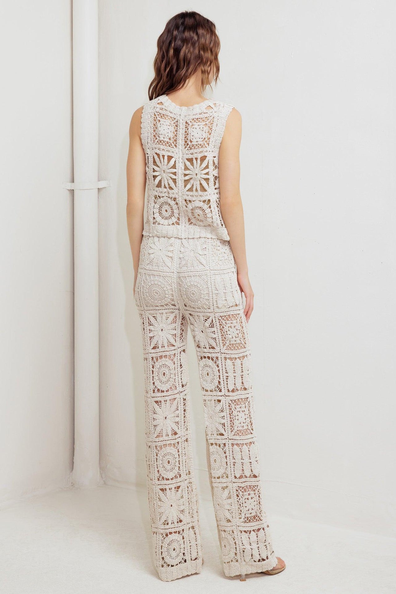 COASTAL BREEZE CROCHET VEST AND PANT SET