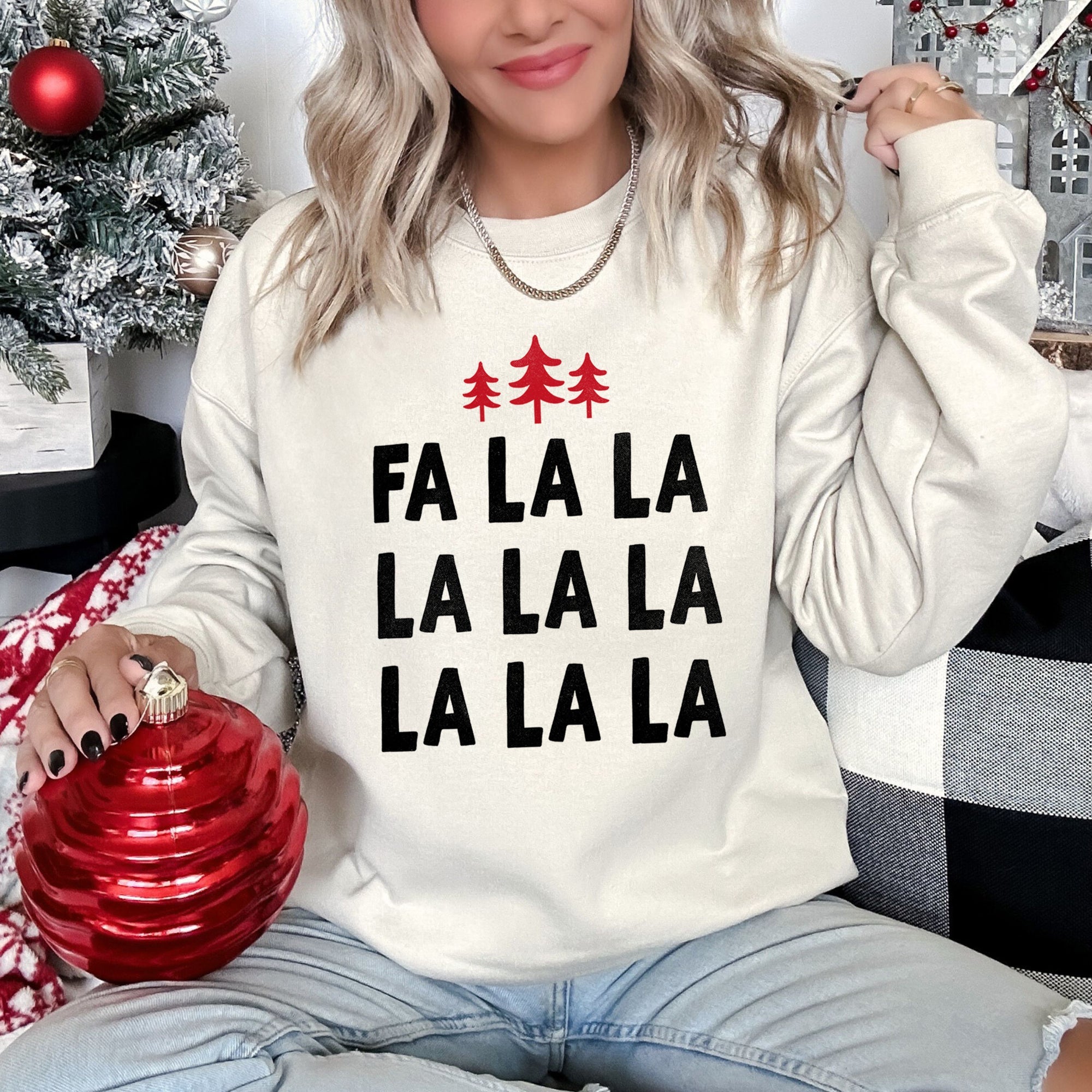 Fa La La Retro Christmas Trees Festive Vintage Holiday Decor Print Edition Sweatshirt