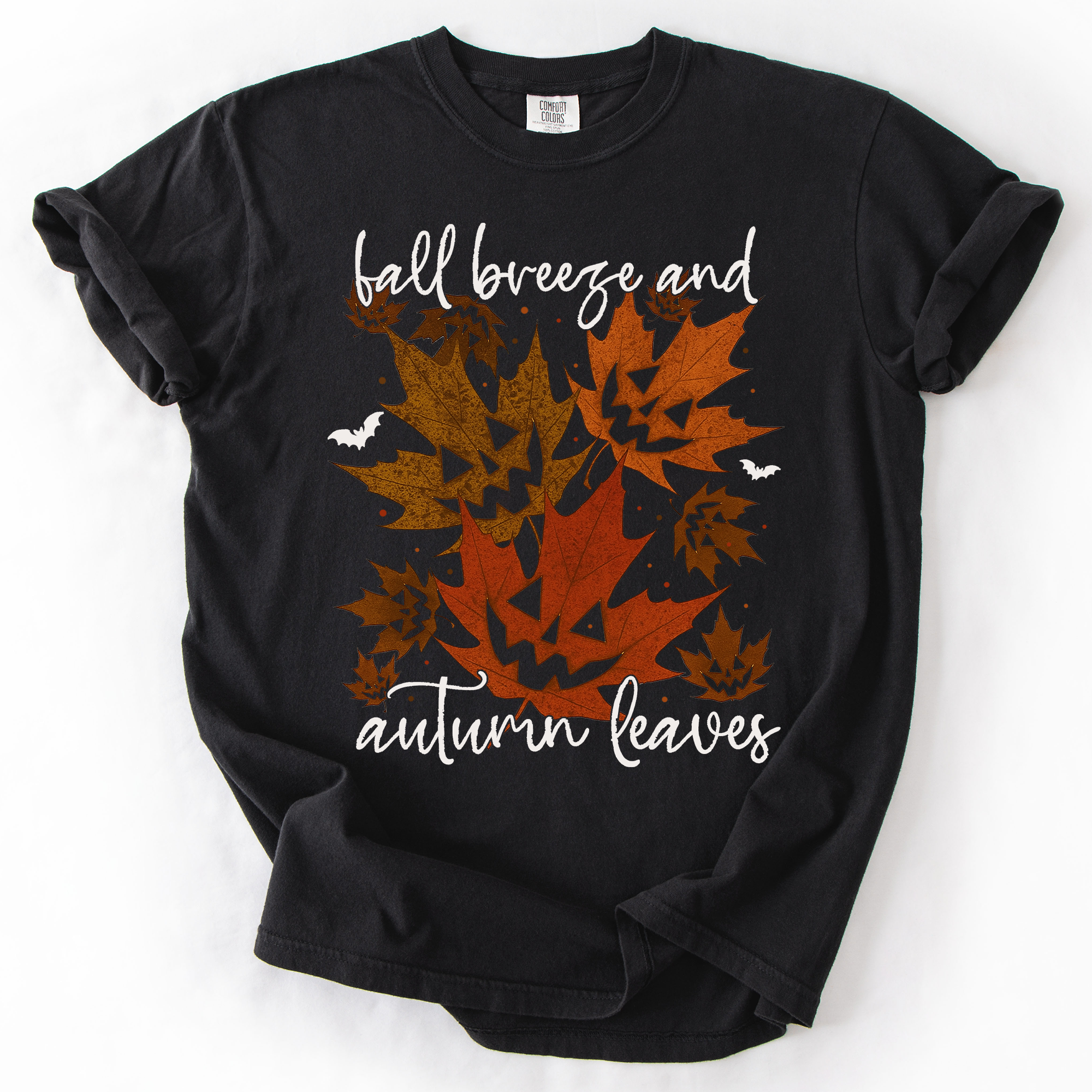Fall Breeze and Autumn Leaves Vintage Checkered Pumpkin Graphic Comfort Colors Tee