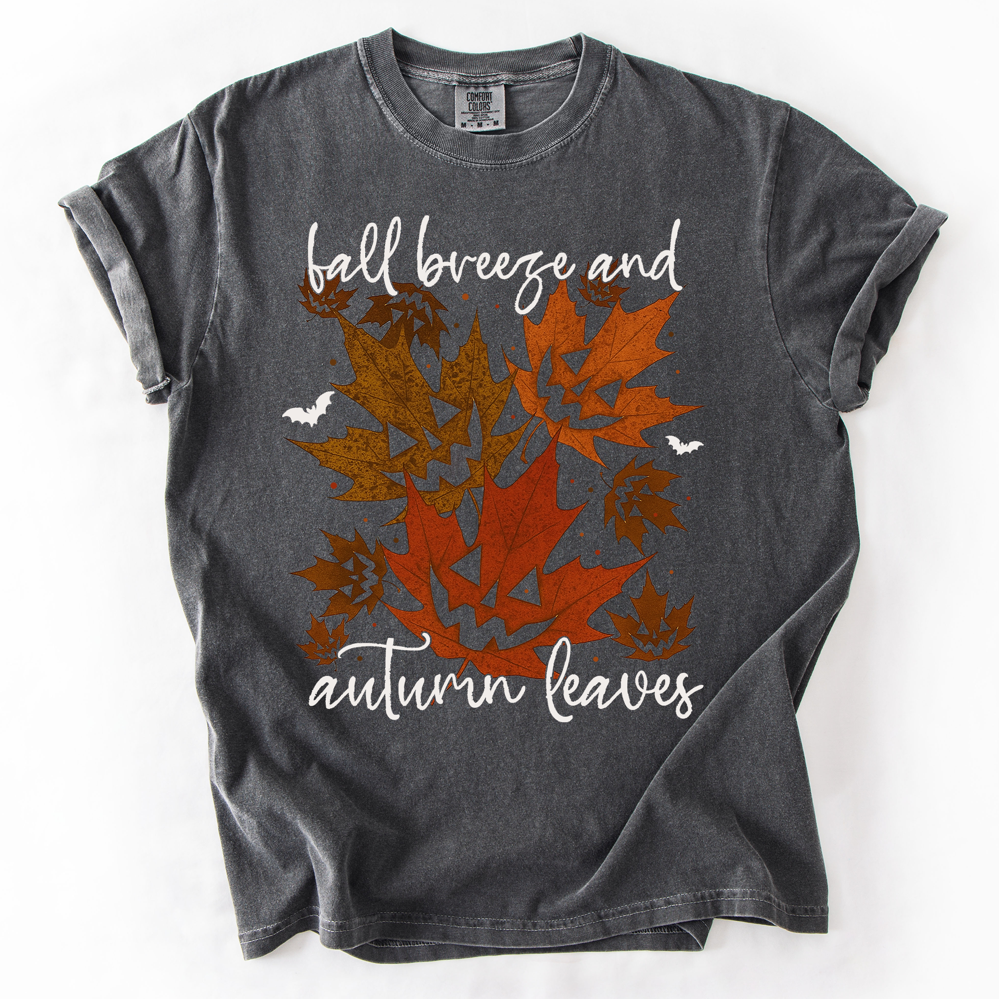 Fall Breeze and Autumn Leaves Vintage Checkered Pumpkin Graphic Comfort Colors Tee