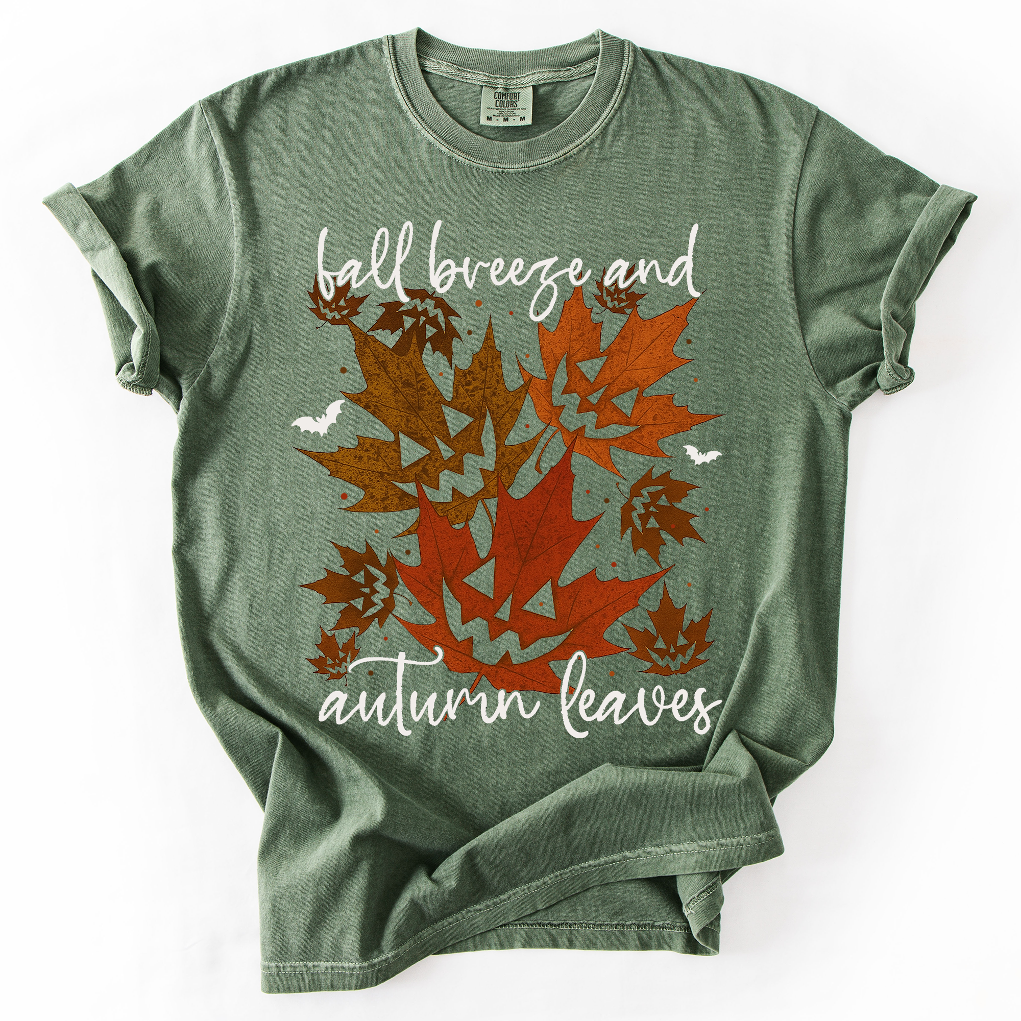 Fall Breeze and Autumn Leaves Vintage Checkered Pumpkin Graphic Comfort Colors Tee