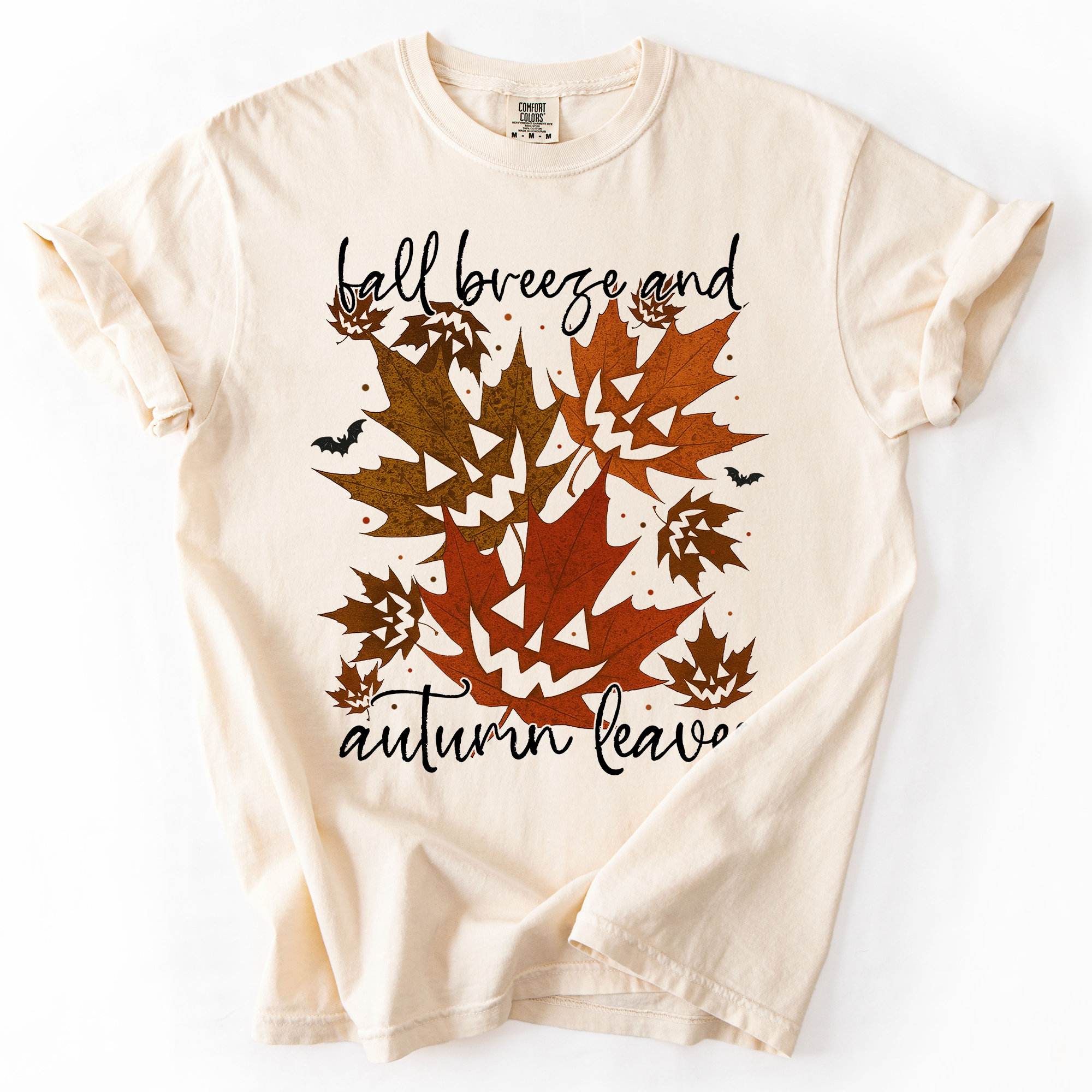 Fall Breeze and Autumn Leaves Vintage Checkered Pumpkin Graphic Comfort Colors Tee