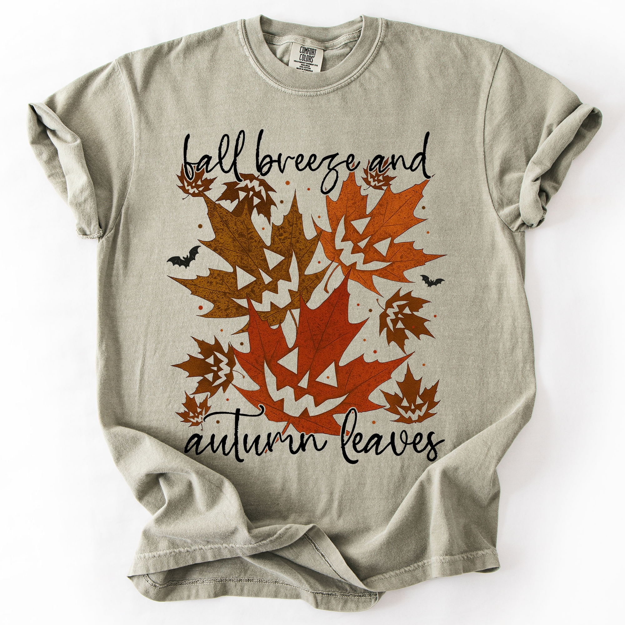Fall Breeze and Autumn Leaves Vintage Checkered Pumpkin Graphic Comfort Colors Tee