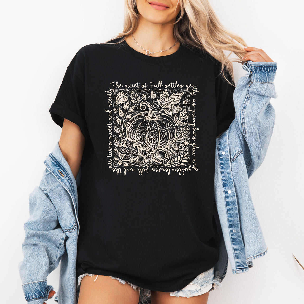 Fall Quote Pumpkin Autumn Minimalist Cozy Harvest Inspiration Cozy Autumn Harvest Vibes Graphic Tee