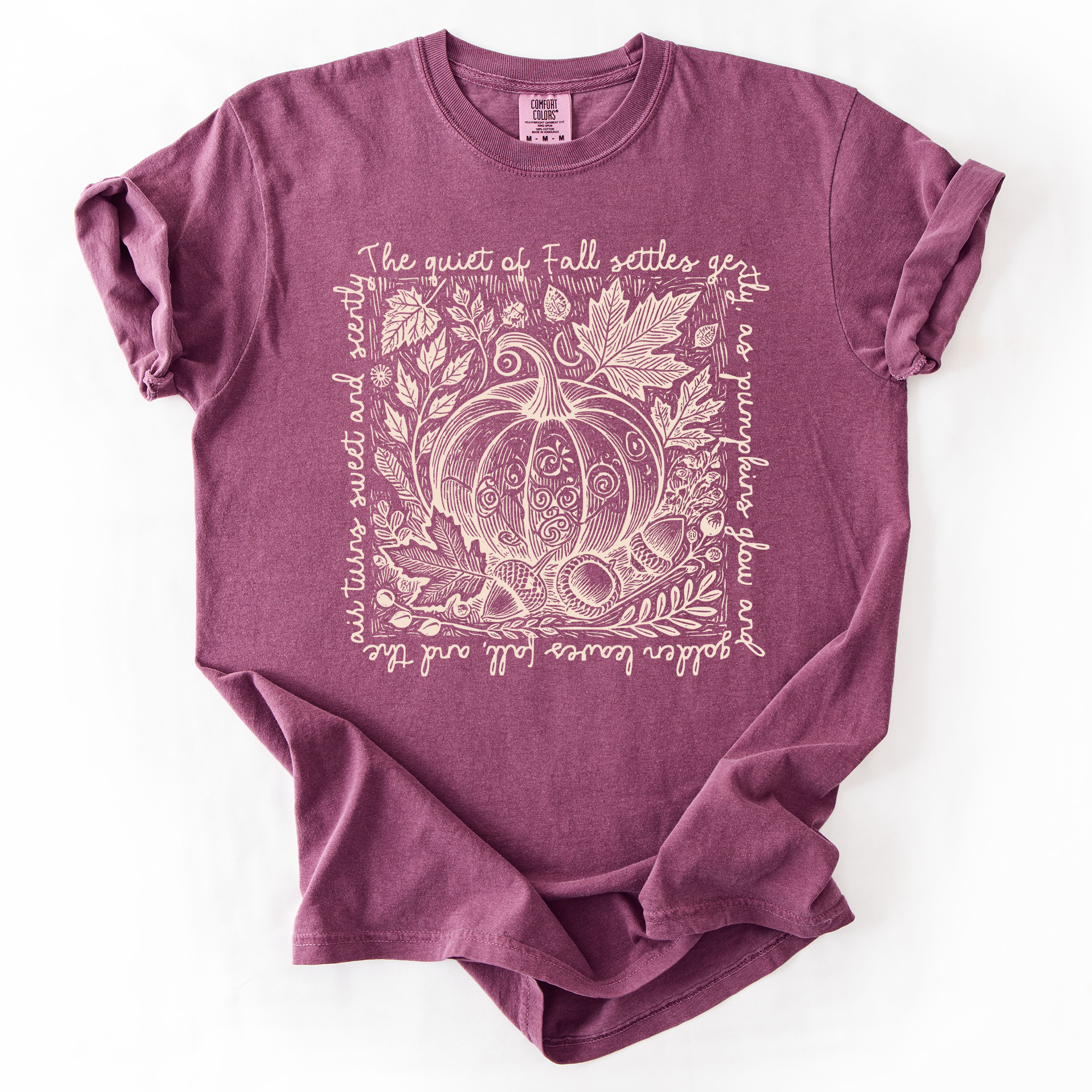 Fall Harvest Market Checkered Pumpkin Autumn Minimalist Vintage Inspired Comfort Colors Tee