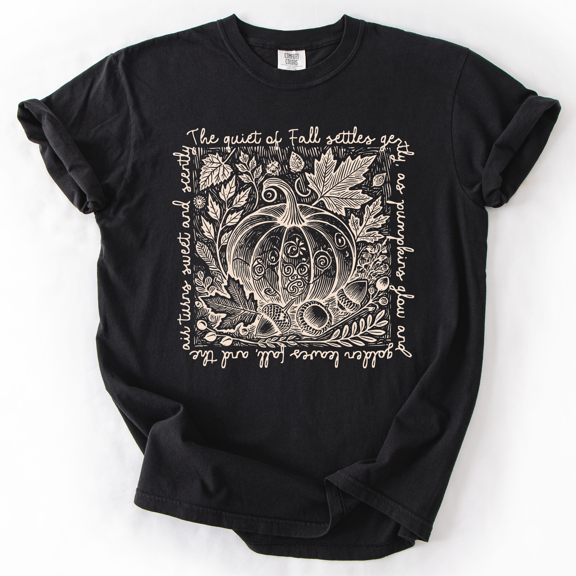 Fall Harvest Market Checkered Pumpkin Autumn Minimalist Vintage Inspired Comfort Colors Tee