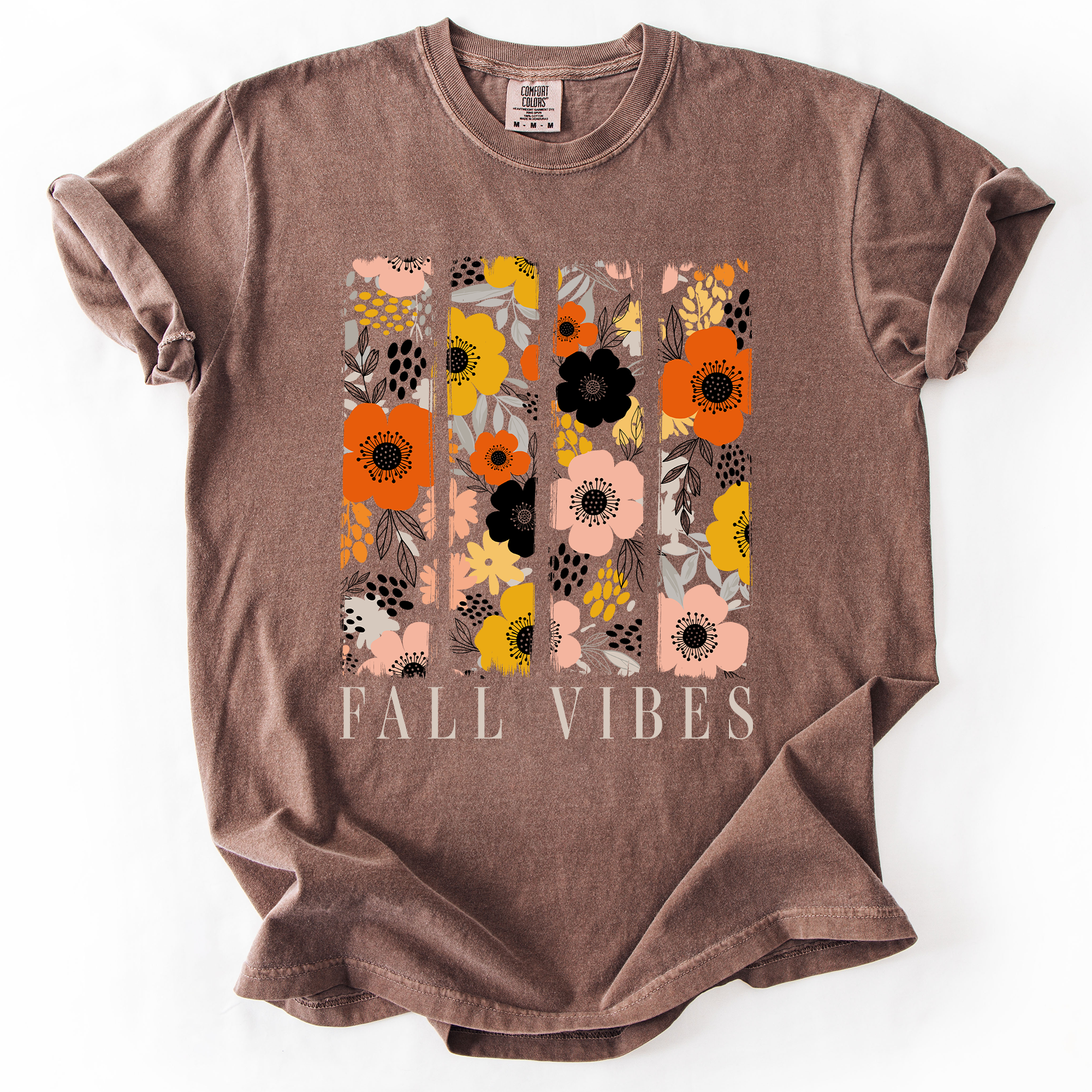 Fall Vibes, Floral Stripes, Beautiful Autumn Vintage Varsity Edition Comfort Colors Tee