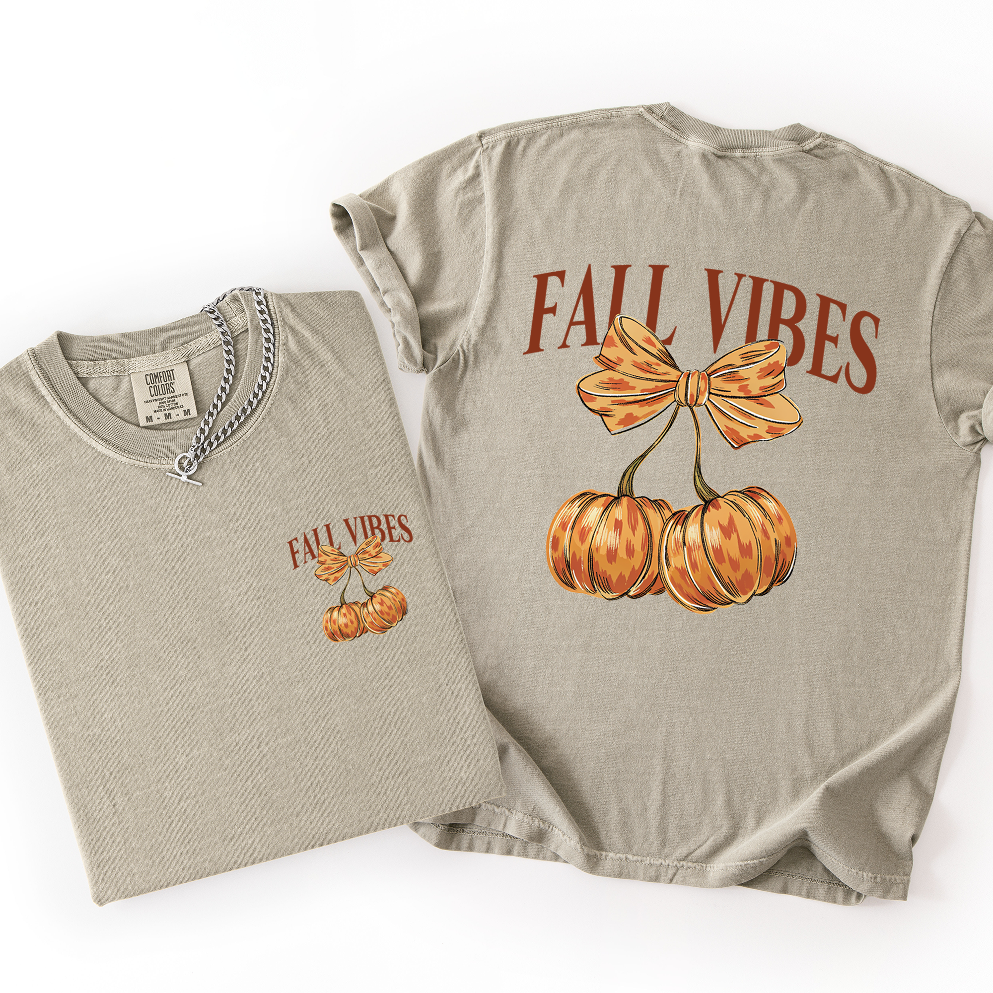 Fall Vibes Pumpkins Cherry Autumn Halloween Vintage Inspired Premium Comfort Colors Tee