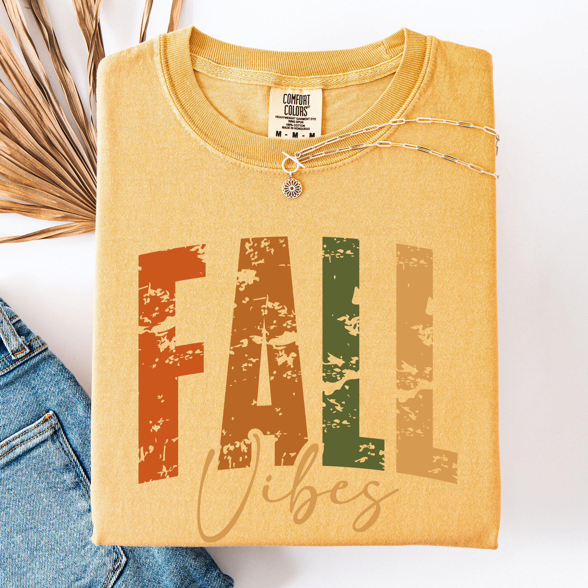 Fall Vibes, Retro Varsity Autumn Pumpkin Checkered Motif Vintage Inspired Comfort Colors Tee