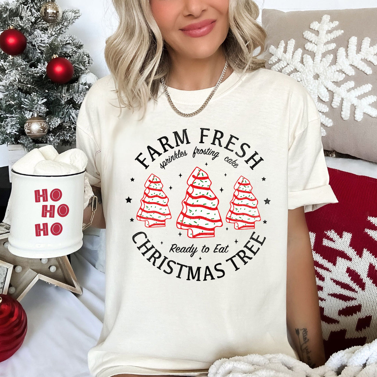 Farm Fresh Christmas Tree, Cakes, Little Debbit, Retro, Sweets Comfort Colors Tee