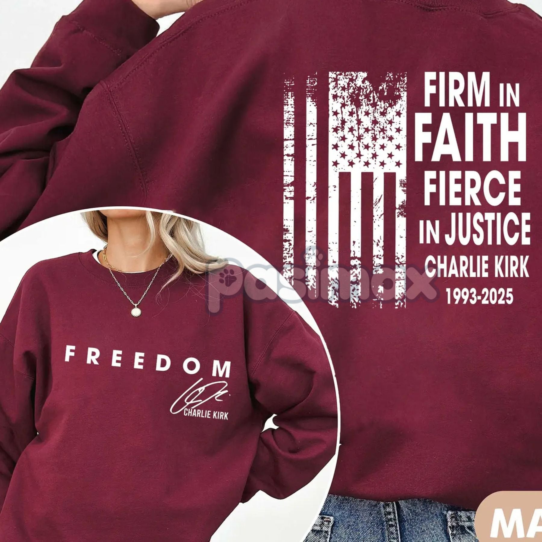 Firm in Faith Fierce in Justice Sweatshirt – Charlie Kirk Freedom Top