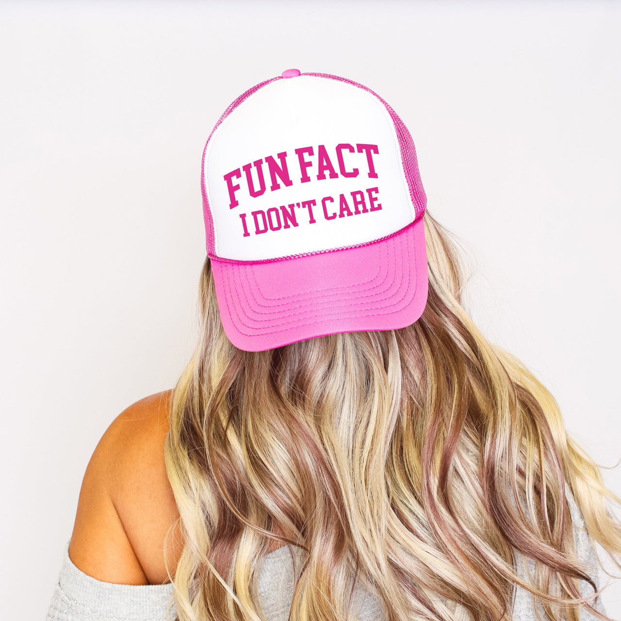 Fun Fact I Don't Care Sassy Funny Bold Attitude Quote That Speaks Volumes Graphic Trucker Hat