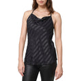 Women's Stripe Satin Draped Neck Camisole in Black