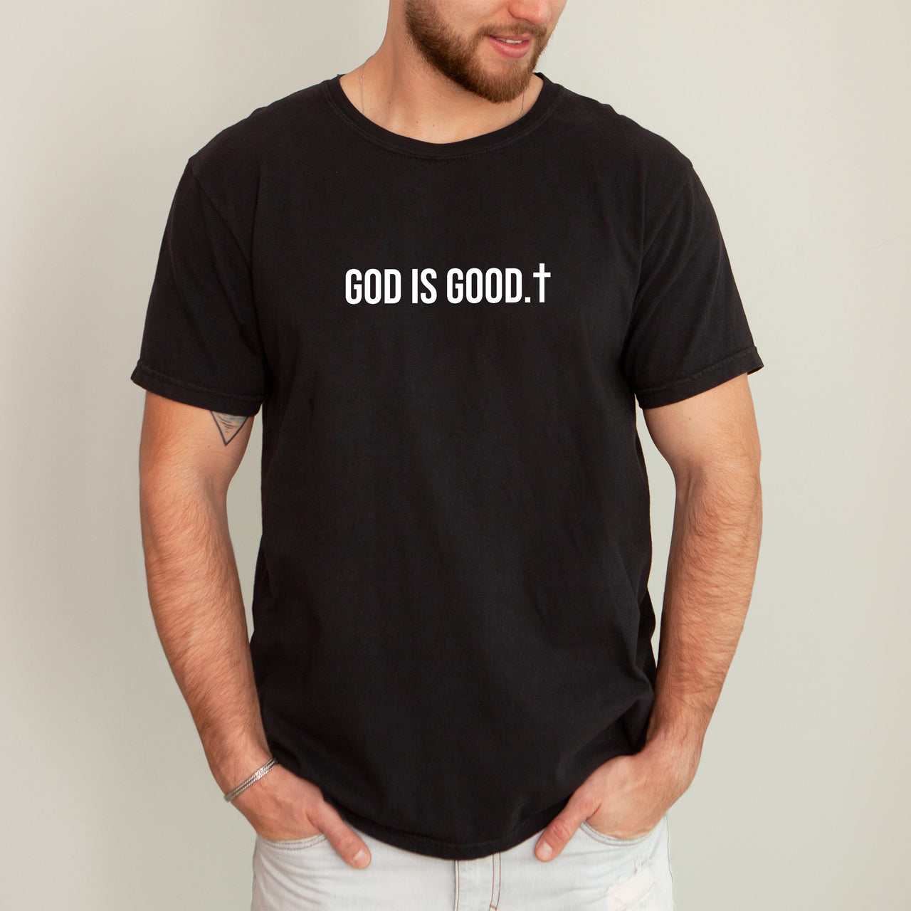 God Is Good Minimalist Faith Gospel Jesus Christian Religious Comfort Colors Tee