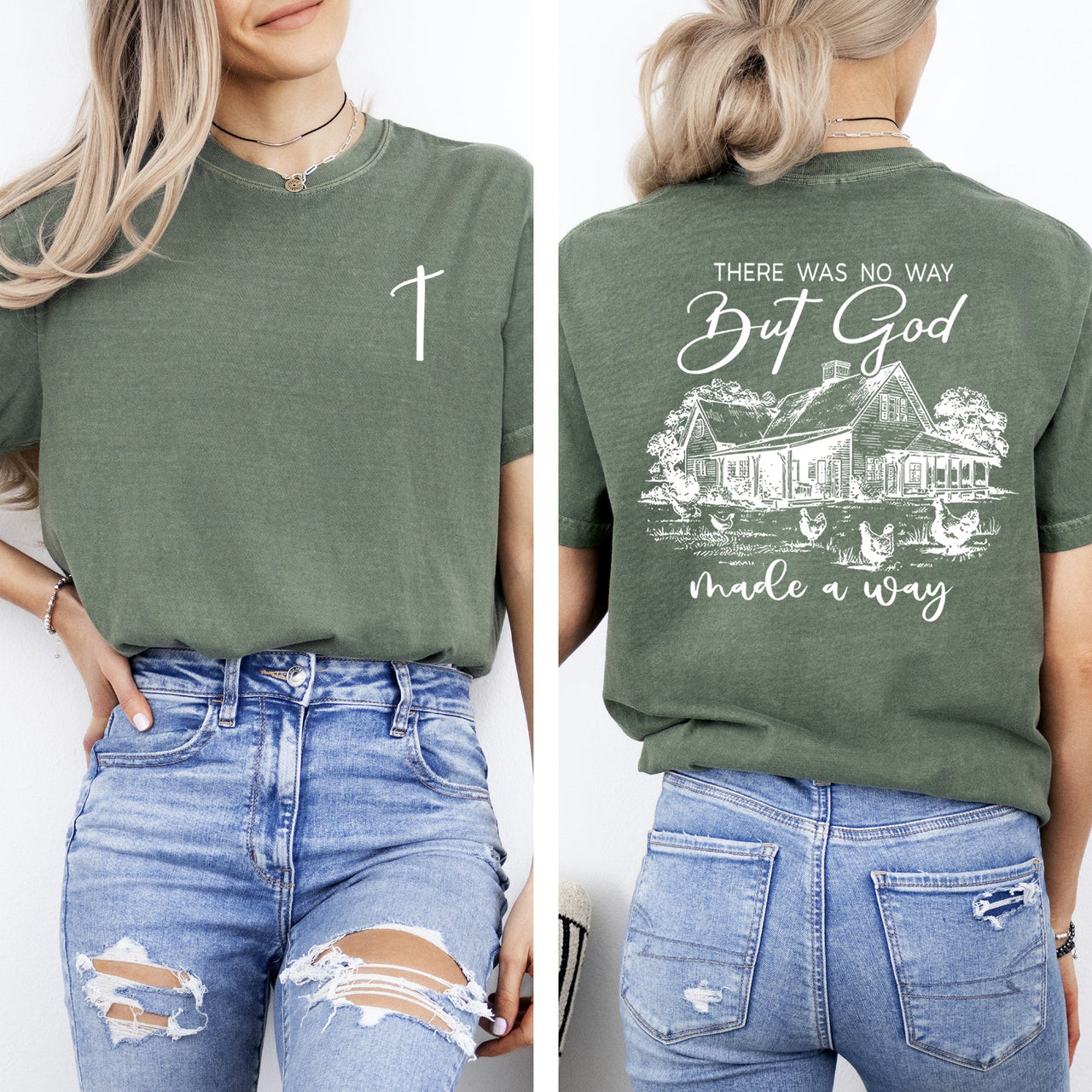 God Made A Way Farm Life Country Christian Jesus Gospel Faith Saved Comfort Colors Tee