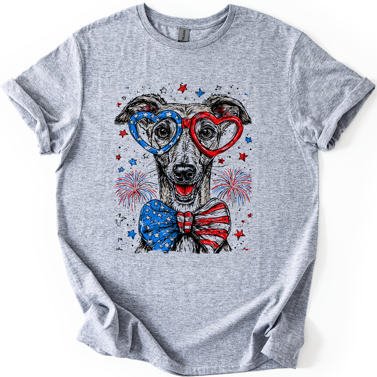 Greyhound Patriotic Dog Lover USA Flag Edition Commemorative Premium Graphic Tee