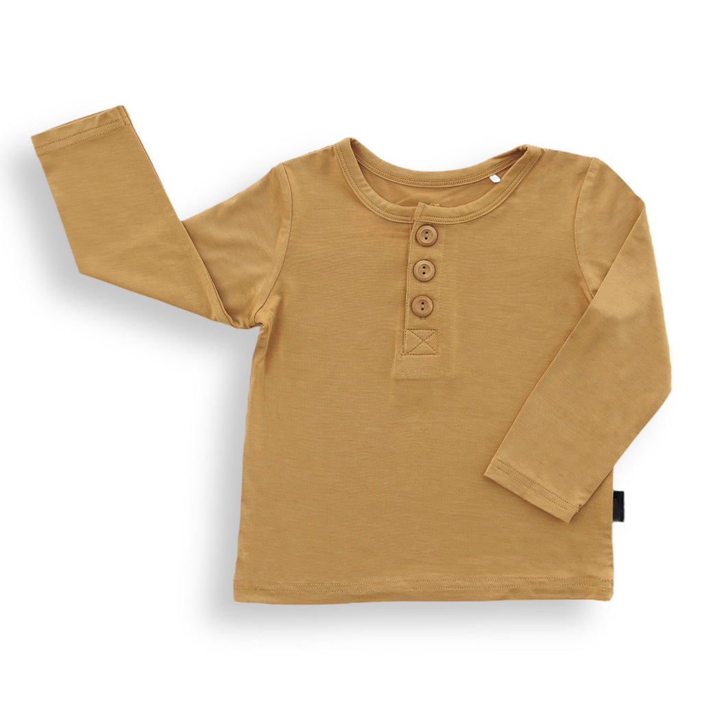 HENLEY LONG SLEEVE- Honey Mustard