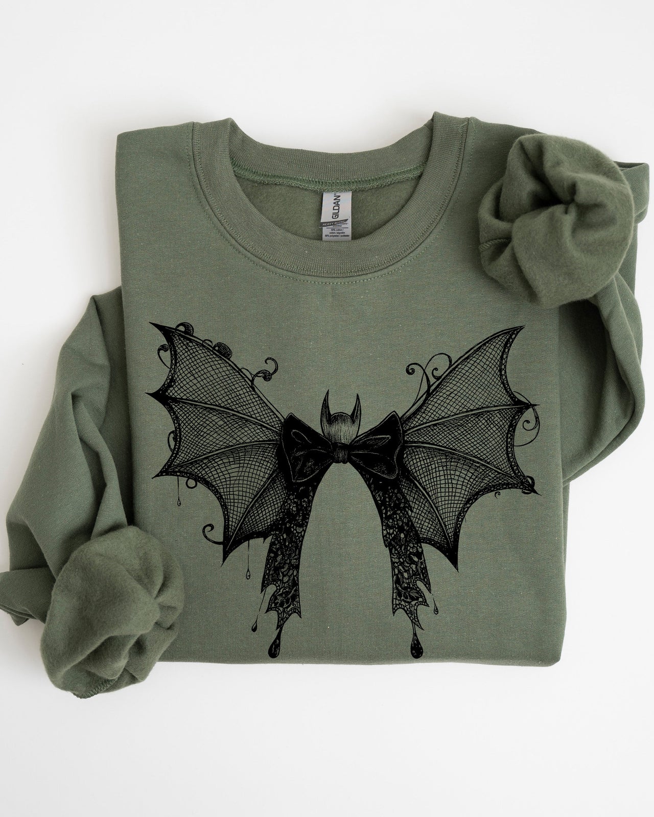 Halloween Bat Lace Gothic Spooky Witch Motif Fashion Statement For Midnight Lovers Sweatshirt
