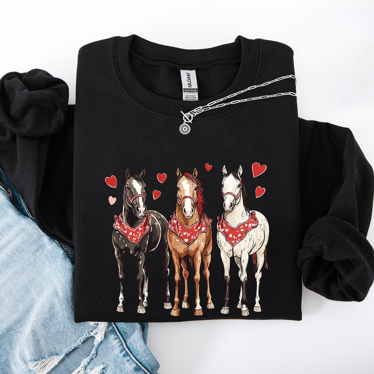 Horses, Western, Valentine's Day, Classic, Country, Cowboy, Cowgirl, Rodeo Sweatshirt
