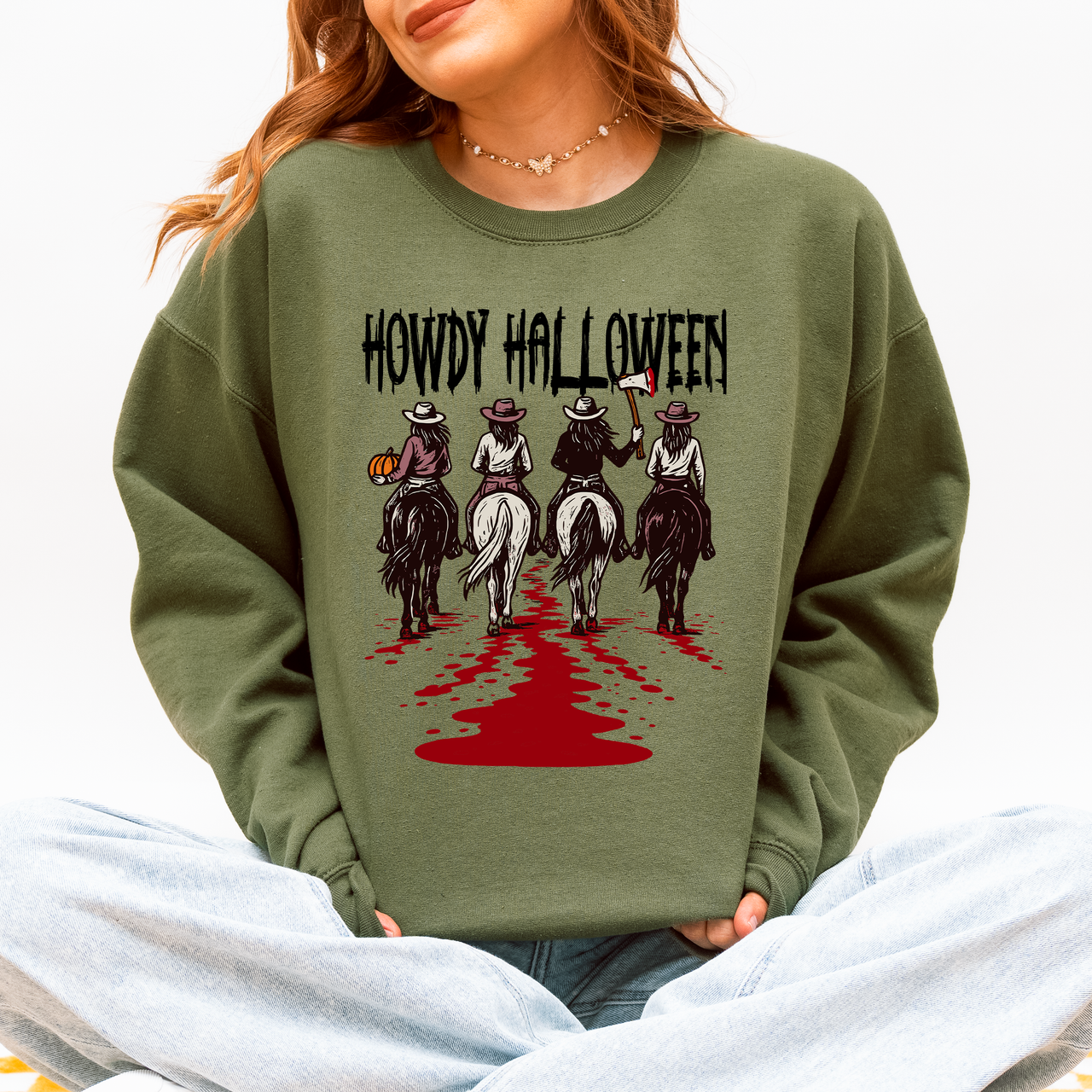 Howdy Halloween Cowgirls Western Spooky Vintage Inspired Parade Edition Sweatshirt