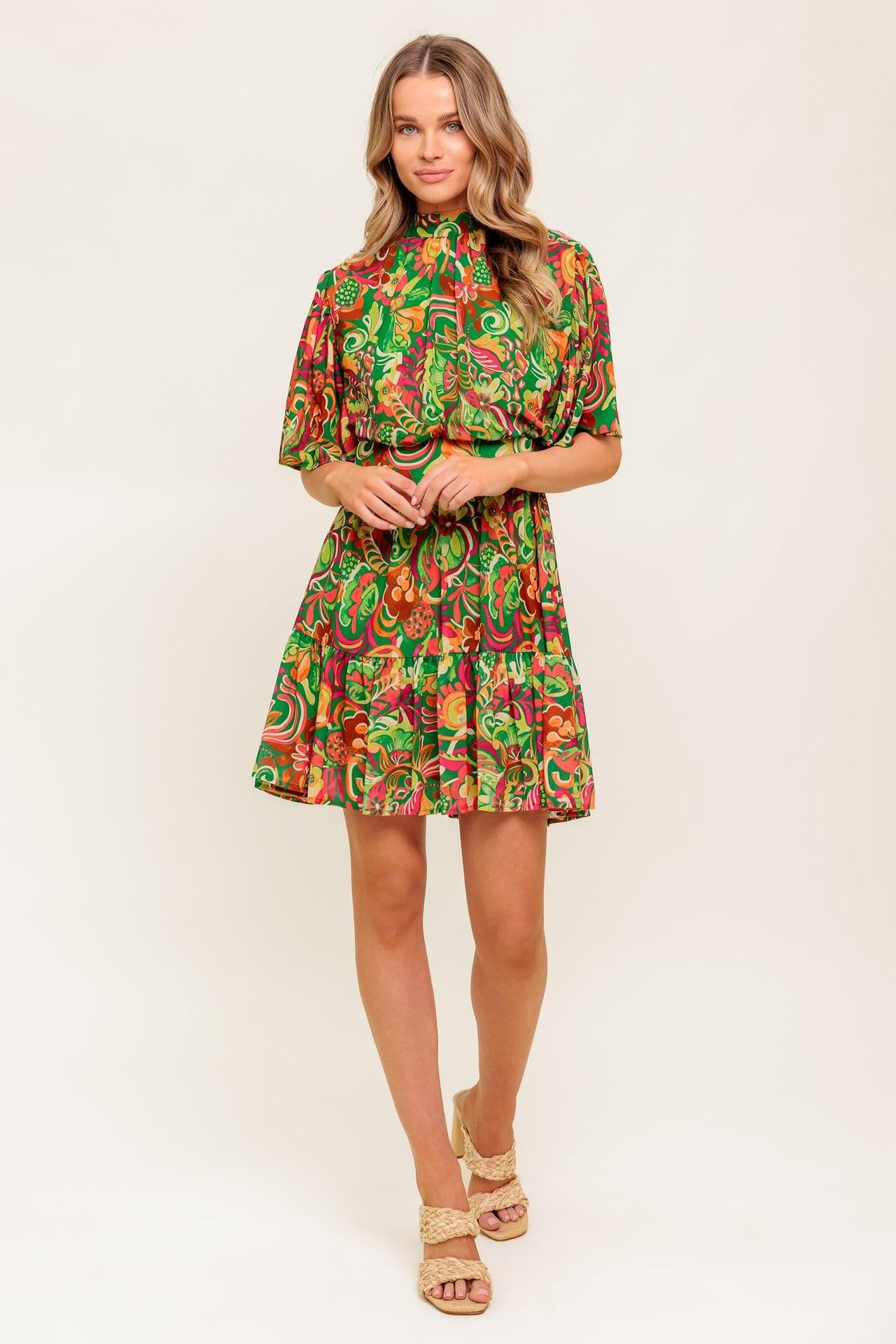 CLEAN AESTHETIC WOVEN MINI DRESS