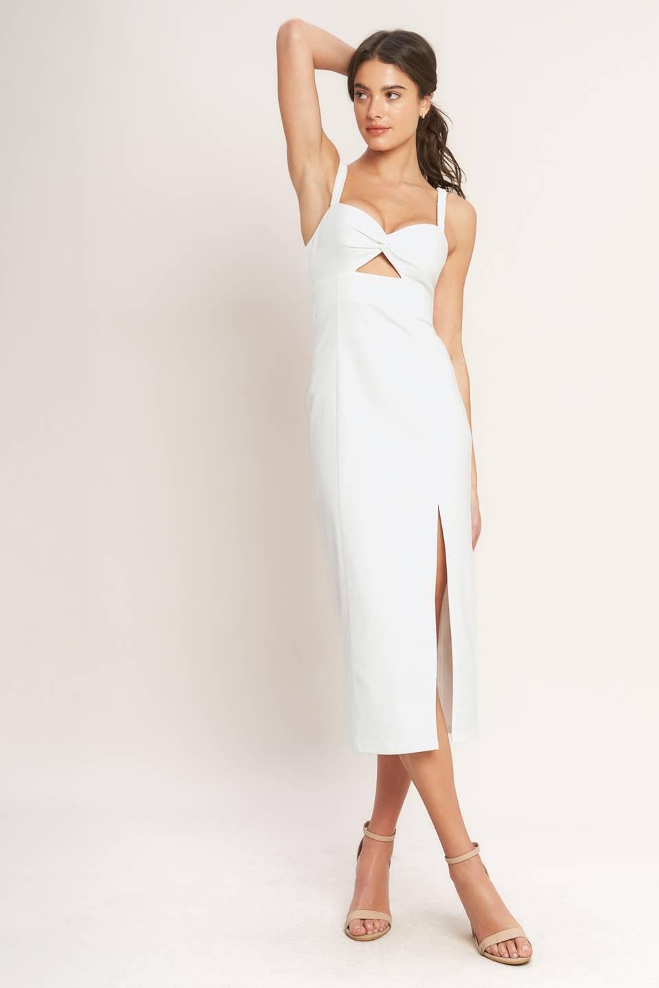 SILENT SHIN TWILL MIDI DRESS