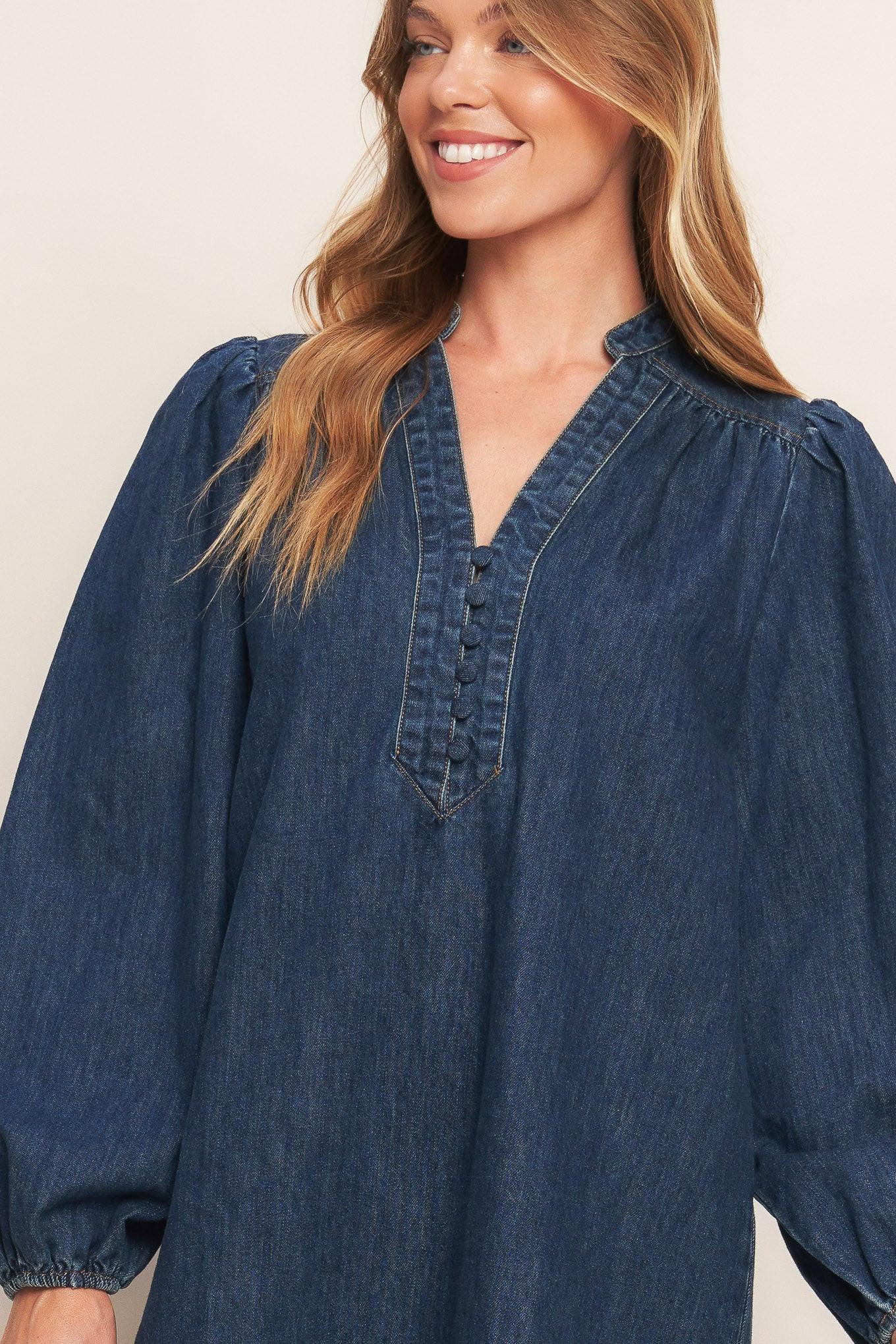 CANYON BREEZE DENIM MINI DRESS