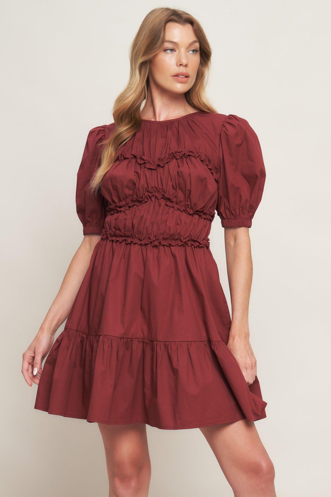 PLAYFUL CLASSIC WOVEN MINI DRESS