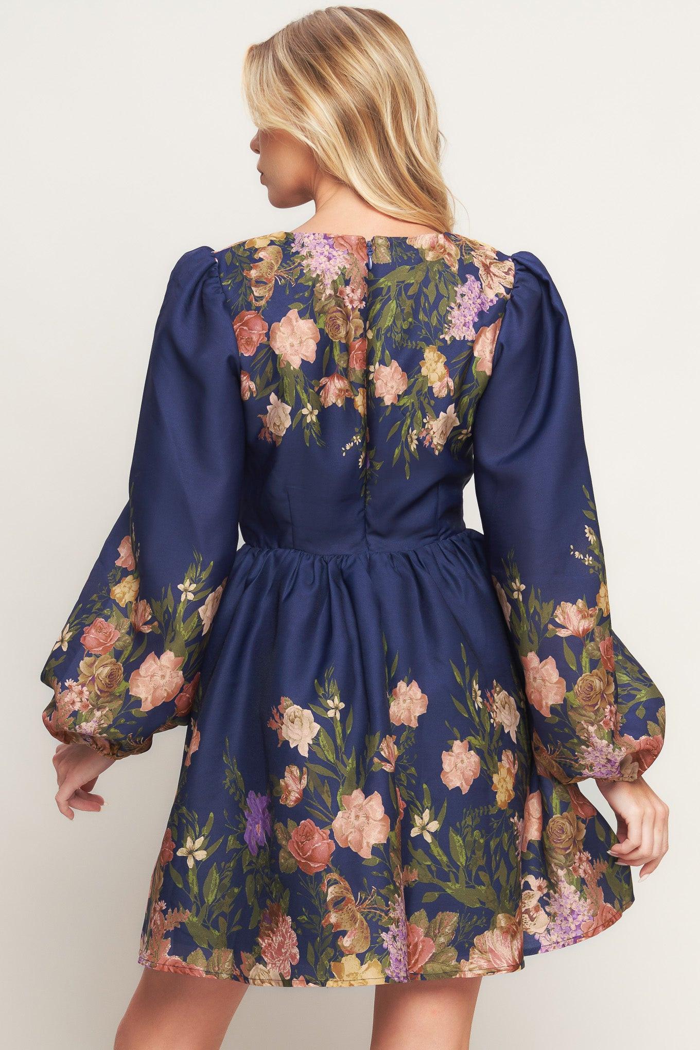 NOCTURNE IN BLOOM WOVEN MINI DRESS