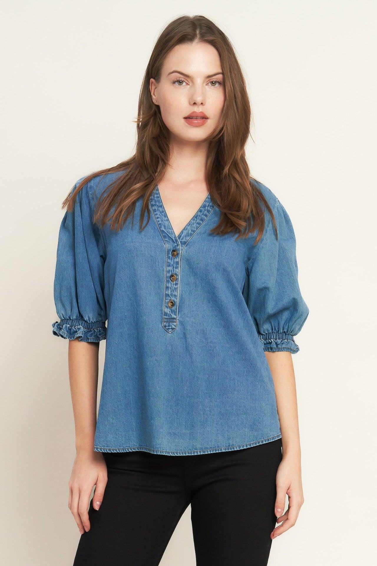 CLOSER TO YOU DENIM TOP