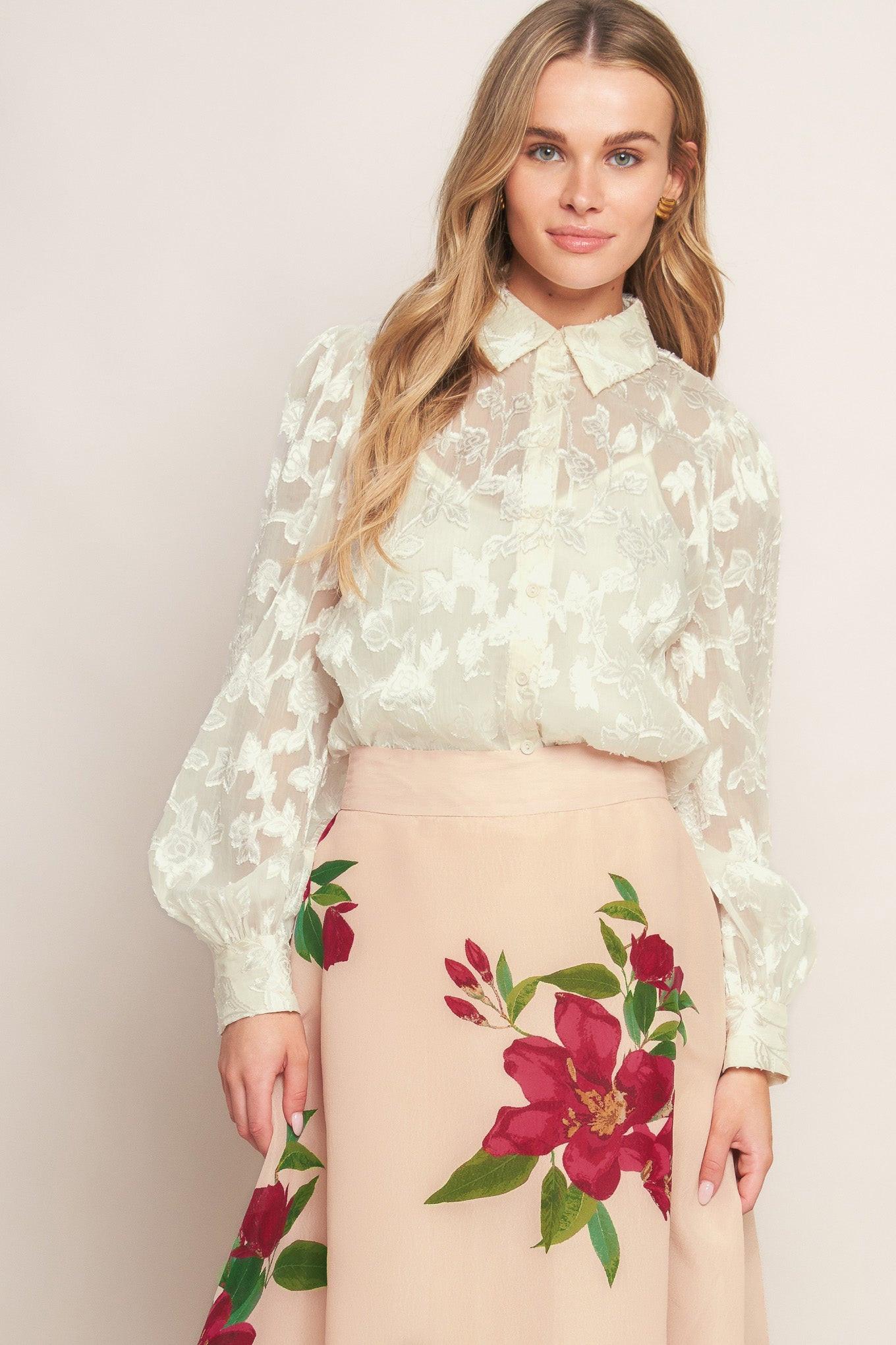 INCREDIBLE LOVE JACQUARD WOVEN TOP
