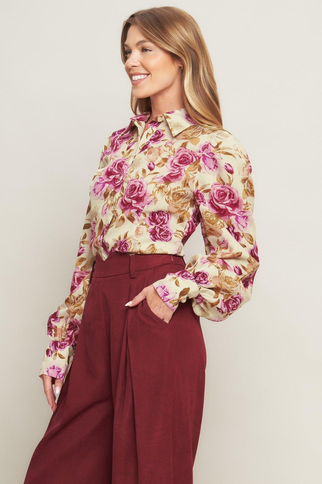 PARISIAN ROSE DREAM WOVEN TOP