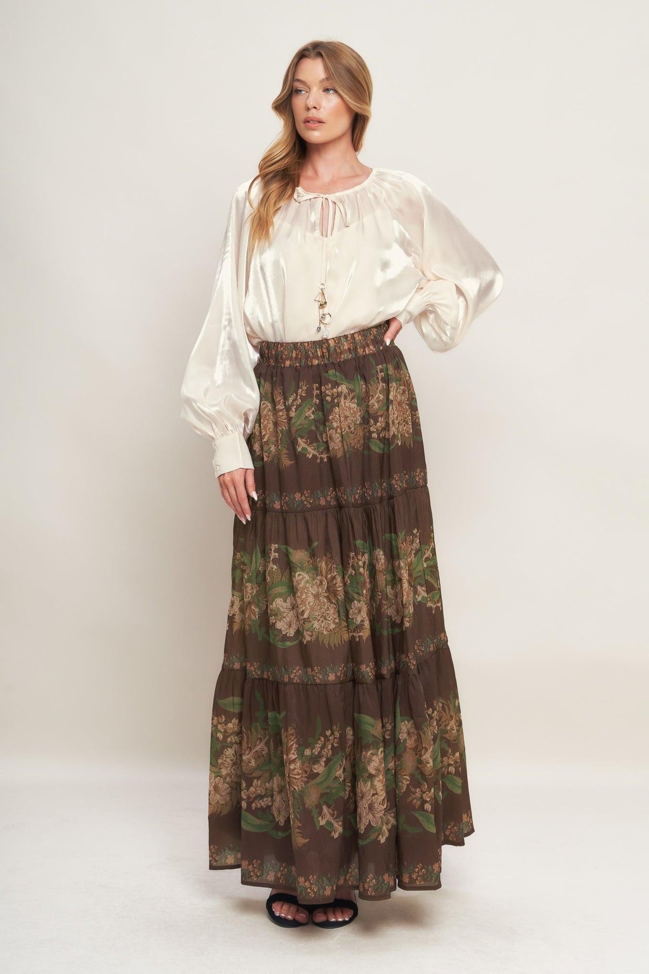 ETERNAL PEARL CHARM WOVEN PEASANT TOP