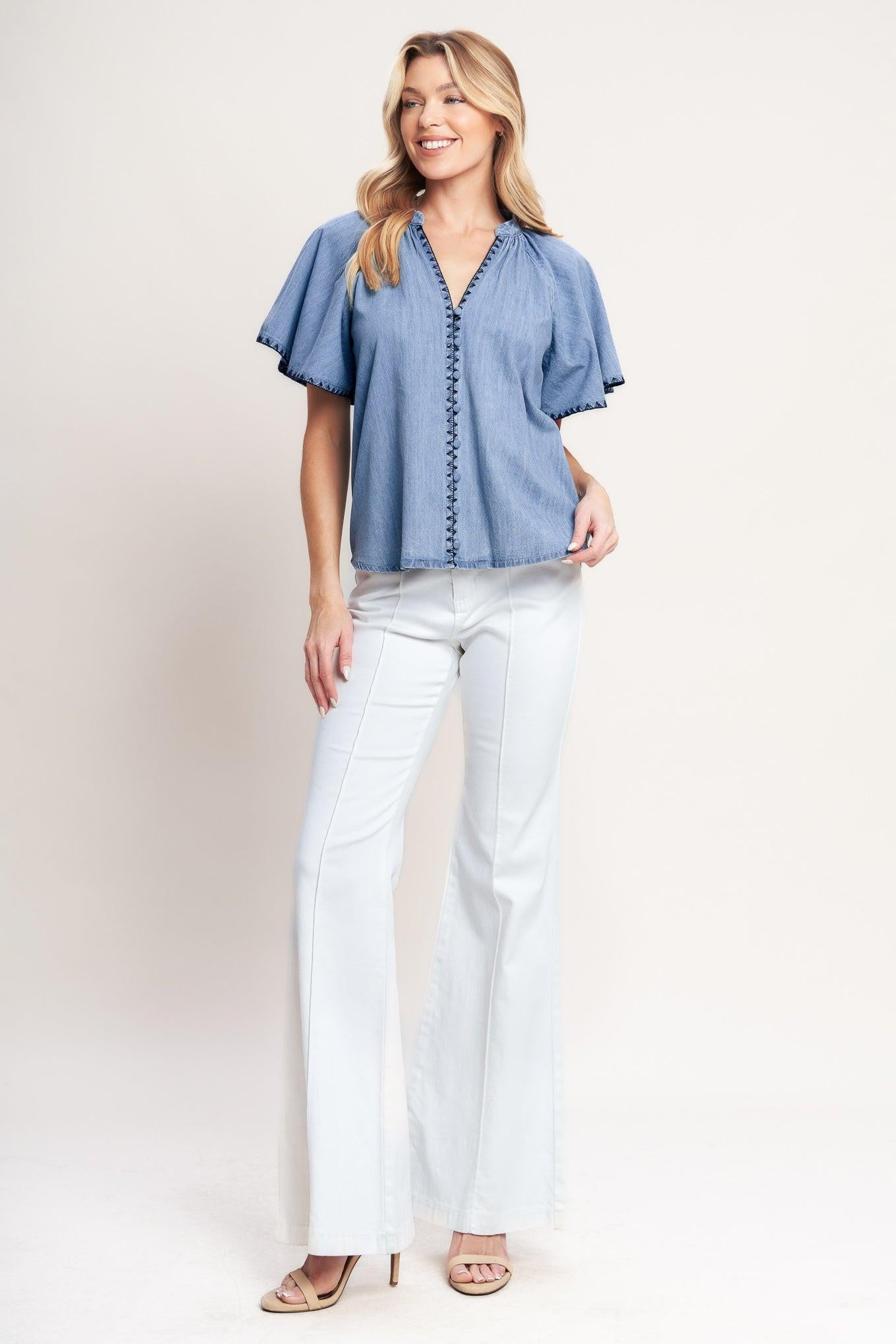 WEEKEND WANDERER WOVEN TOP